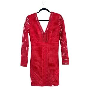 Astr The Label Red Lace Crochet Bodycon Mini Dress Medium